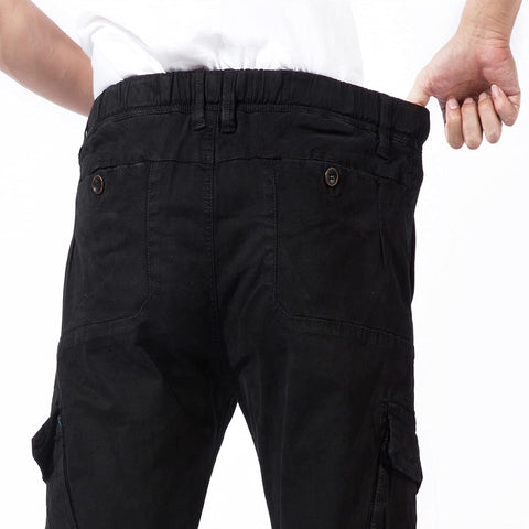 DGWZ Mens Elastic Waist Cargo Pants for Men Outdoor Hiking Relaxed Cotton Athletic Jogger Tapered Pants