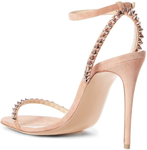 FSJ Women Rivets Studded Ankle Strap Sandals Fashion Open Toe High Heels Stilettos Summer Shoes Size 4-15 US