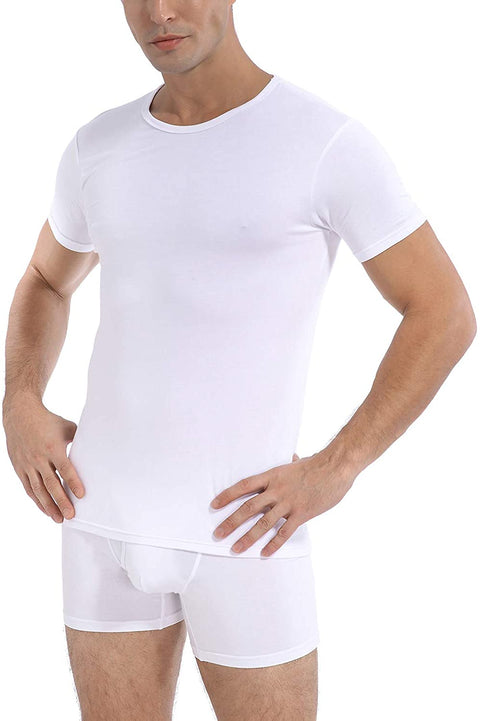 Men's 3-Pack Undershirts Bamboo Rayon Ultra Soft Comfy Crew Neck T-Shirts