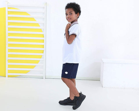 brooman Kids White School Sneakers Black Uniform Shoes