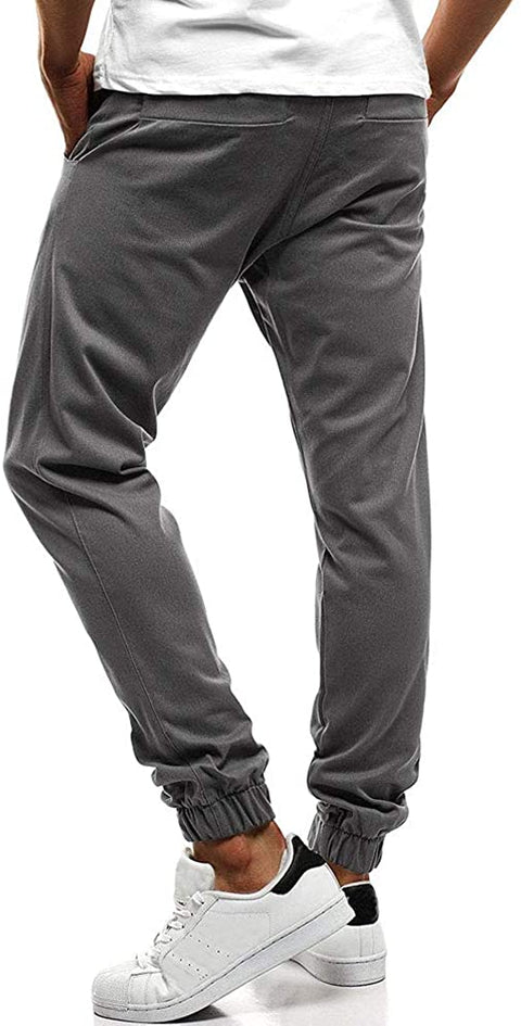Men's Button Patchwork Slim Leg Ankle Cuff Casual Cargo Pants