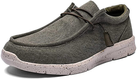 FitVille Men's Loafers Slip-Ons Shoes Casual Canvas Shoes Lightweight Breathable Woven Fabric Soft Memory Foam Sole for Indoor Outdoor