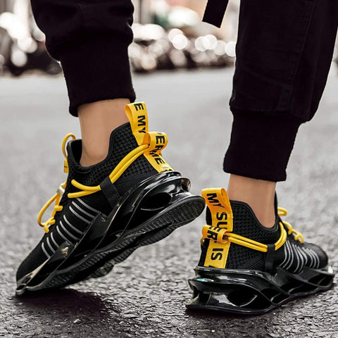 Men’s Casual Running Walking Shoes Mesh Breathable Gym Shoes Blade Slip on Jogging Sneakers Black 9