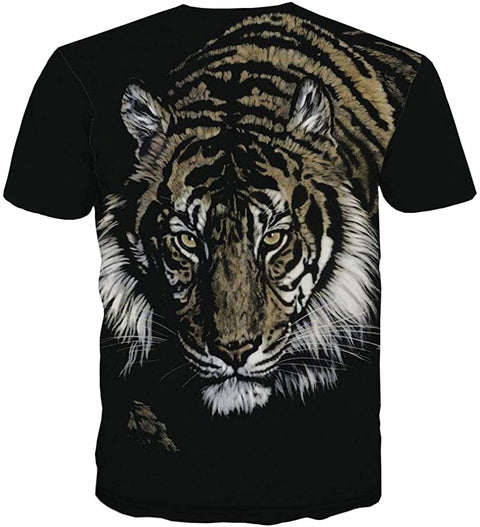 Tiger T Shirts for Men 3D Printed Wild Animal Face Shirt Short Sleeve