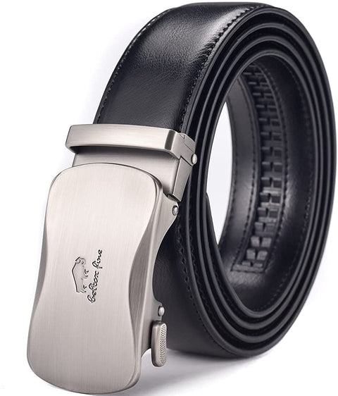 Men Belts Leather Male Slide Ratchet Work Dress Strap w Interchangeable Buckle Beltox （46"-56" Waist Adjustable，Black NT）