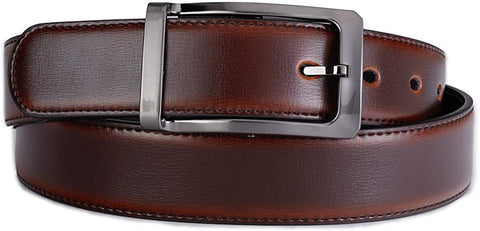 Belts for Men Reversible Leather 1.25” Waist Strap Fashion Dress Buckle Beltox