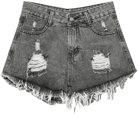 Women's Casual High Waisted Ripped Cutoff Distressed Denim Shorts