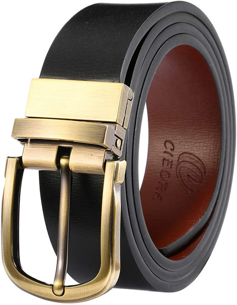 Men's Belt, CIEORA Leather Reversible Belt for Mens Dress Casual Work 1 3/8" Wide with Gift Box(One Piece)