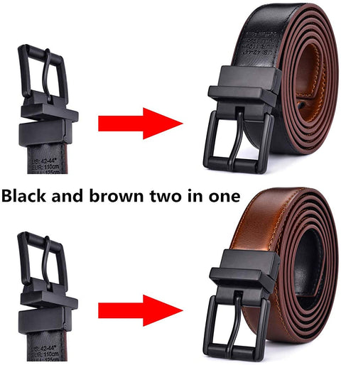 Beltox Men’s Belt Dress Casual Reversible Leather 1.1” w Roller Buckle Rotated
