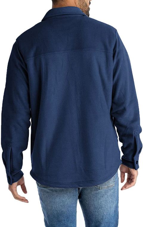 Zwurew Men's Winter Coats Warm Sherpa Fleece Jacket Casual Turn Down Collar Button Outwear Lightweight Soft Coat with Pockets