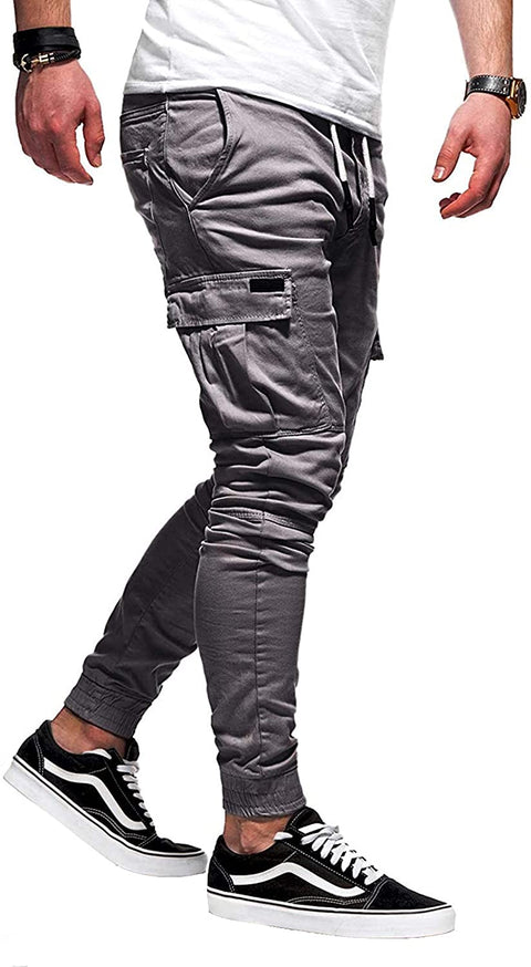 Mens Joggers Pants Casual Trousers - Cargo Pants Athletick Long Patns Pocket Running Workout