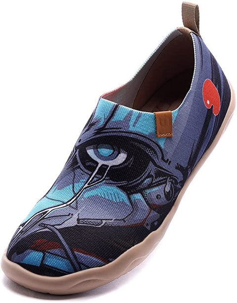 UIN Men's Loafers Lightweight Knitted Sneakers Walking Casual Slip Ons Funny Style Art Painted Travel Shoes