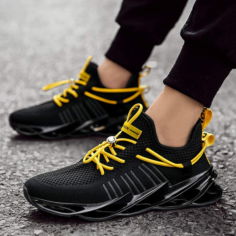 Men’s Casual Running Walking Shoes Mesh Breathable Gym Shoes Blade Slip on Jogging Sneakers Black 9
