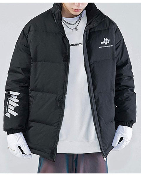 Men's Classic Reflective Shell Quilted Coat Casual Cotton Padded Outdoor Jacket