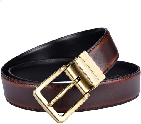 Beltox Men’s Belts Reversible Leather 1.25” Wide 1 for 2 Rotate Buckle Gift Box