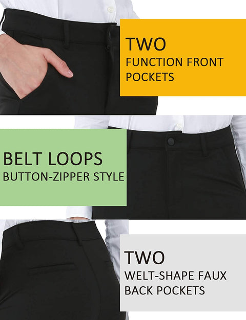 Dress Pants for Women Business Casual Stretch Skinny Work Pants with Pockets (RADBlack, Small)