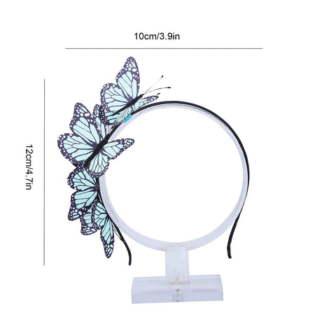 AWAYTR Girl Butterfly Fancy Fairy Headband Boho Chic Cloth Art Costume Party Tiara Crown Prop Hair Band Hoop Headband (Mint Green)