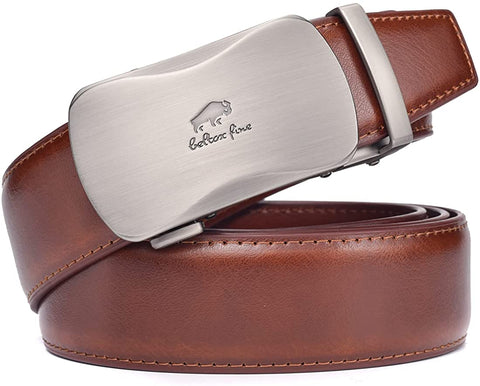 Men Belts Leather Male Slide Ratchet Work Dress Strap w Interchangeable Buckle Beltox （40"-44" Waist Adjustable，Brown NT）
