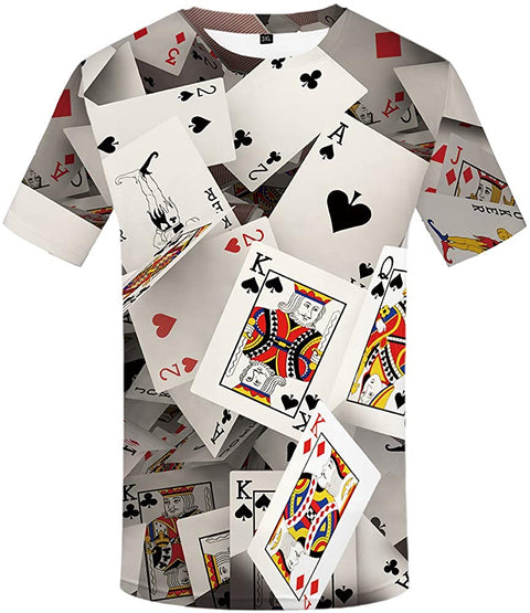 Unisex Poker Shirts Funny 3D Printed Graphics Casino Tshirt Deck of Card Shirt