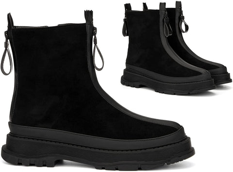 Torgeis Women’s Moira Fashion Casual Micro Suede Zipper Heel Ankle Boots, Round-Toe, Rubber Outsole