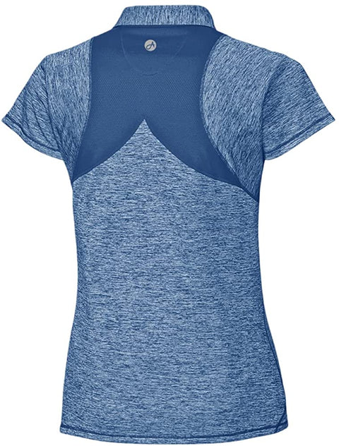 Womens Short Sleeve Tennis Golf Polo Shirts Quick Dry Running Workout Tshirt Tops Blue