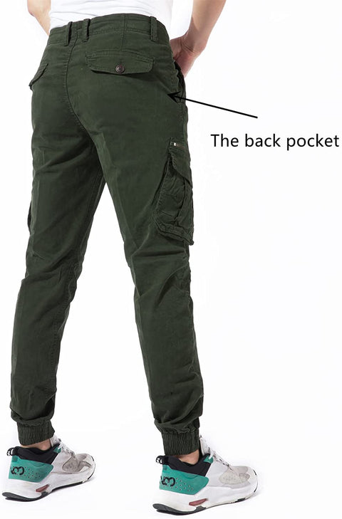 DGWZ Mens Casual Work Pants Outdoor Hiking Joggers Tapered Cotton Slim Fit Cargo Pants for Men