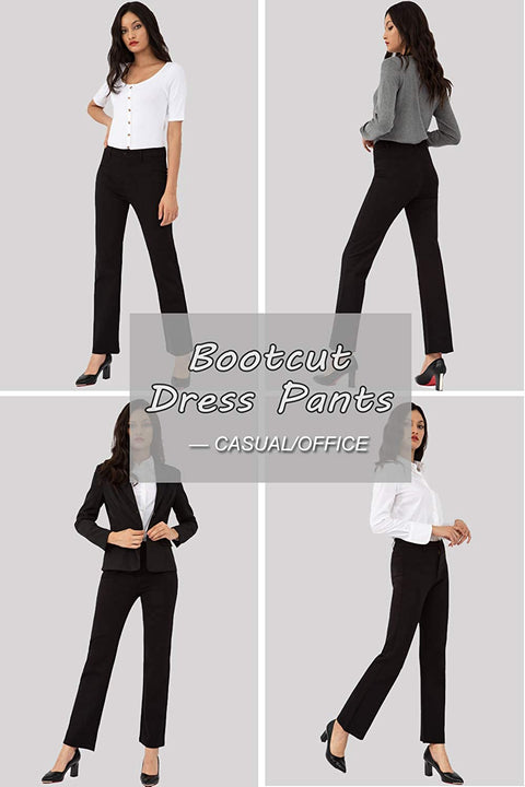 Dress Pants for Women Business Casual Stretch Work Pants with Pockets Straight Leg