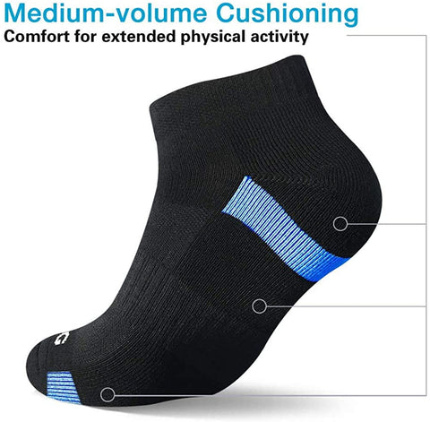 BERING Women's Low Cut Athletic Cushioned Running Socks (6 Pairs)