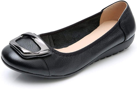 VenusCelia Women's Buckle Dance Flat Shoe