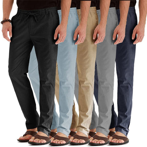 elselect Men's Chino Drawstring Pants Casual Long Khaki Dress Pants Slim Fit Golf Yoga Beach Work Trousers