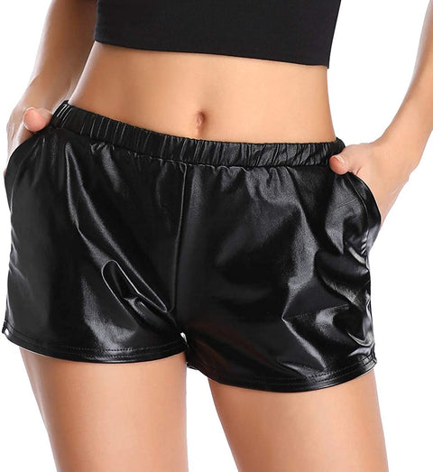 Women's Shiny Metallic Elastic Waist Hot Sparkly Shorts