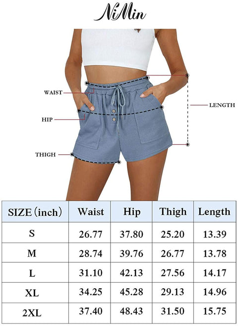 Womens Shorts for Summer Casual Loose Comfy Drawstring Elastic Waist Lounge Shorts with Pockets Beige X-Large