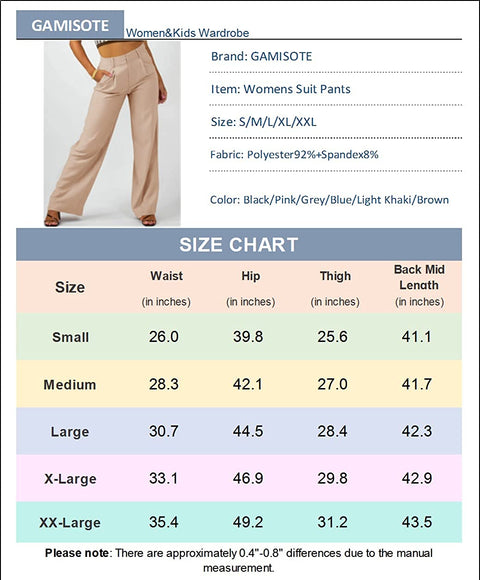GAMISOTE Womens Wide Leg Dress Pants High Waisted Work Business Casual Flowy Trousers