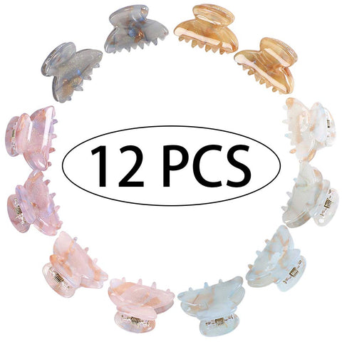 Claw Hair Clips No-slip Grip - 12PCS Mini Size Jaw Hair Clips for Women Girls Thick Hair Claw Clips Clamps Hair Barrette Jaw Clamp (Sequins)