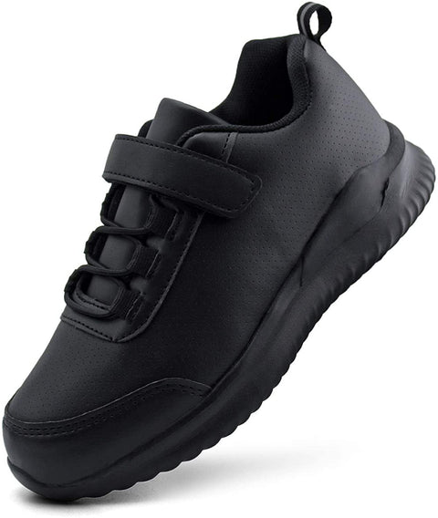 brooman Kids White School Sneakers Black Uniform Shoes