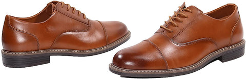 EETTARO Men's Modern Cap Toe Oxford Dress Shoes Classic Formal Business Lace Up Wingtip Shoe