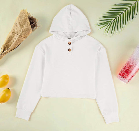 GAMISOTE Kids Girls Crop Tops Hoodie Button Up Casual Loose Active Short Pullover Sweatshirt