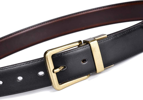 Beltox Men’s Belts Reversible Leather 1.25” Wide 1 for 2 Rotate Buckle Gift Box