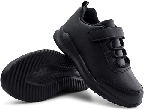 brooman Kids White School Sneakers Black Uniform Shoes