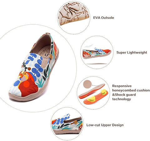 UIN Men's Lightweight Slip Ons Loafers Walking Flats Casual Comfort Art Painted Travel Shoes Tropical Forest