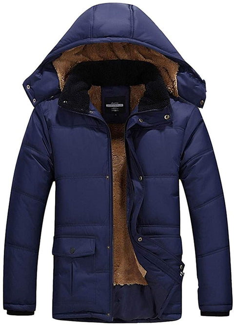 Men's Inner Fleeced Insulated Full Zip Up Puffer Jackets