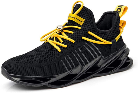 Men’s Casual Running Walking Shoes Mesh Breathable Gym Shoes Blade Slip on Jogging Sneakers Black 9