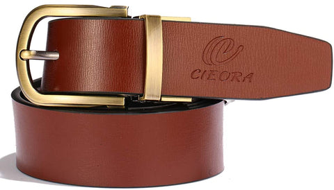 Men's Belt, CIEORA Leather Reversible Belt for Mens Dress Casual Work 1 3/8" Wide with Gift Box(One Piece)