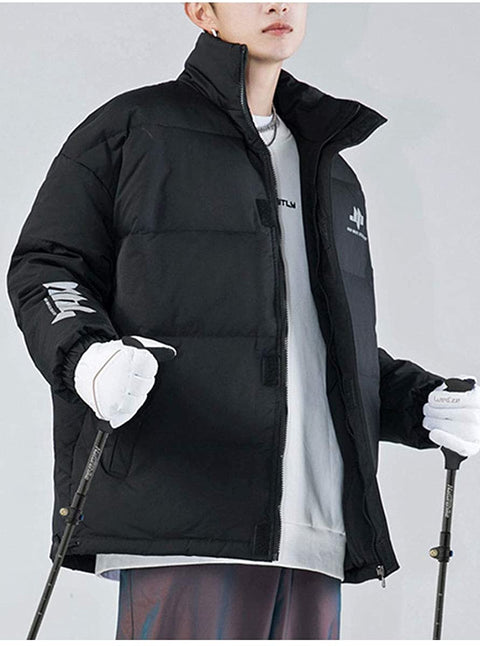 Men's Classic Reflective Shell Quilted Coat Casual Cotton Padded Outdoor Jacket