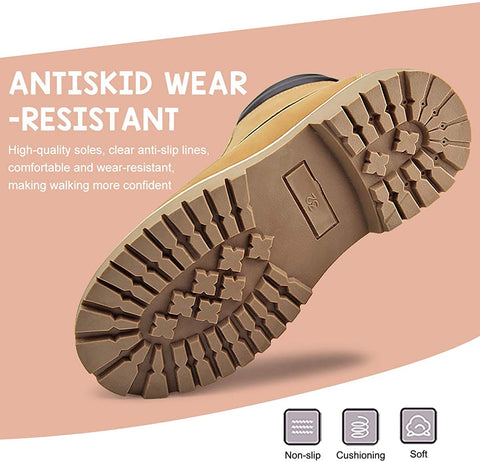 Kids Ankle Snow Work Boots Boys Girls Outdoor Lace-up Hiking Shoes