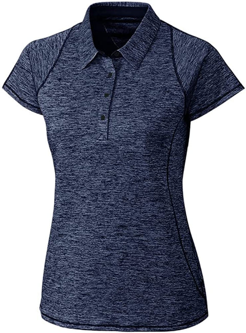 Womens Short Sleeve Tennis Golf Polo Shirts Quick Dry Running Workout Tshirt Tops Blue