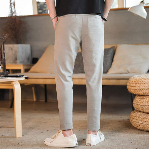 Men's Cotton Linen Casual Slim Straight Leg Pants
