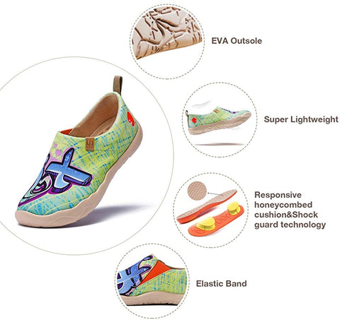 UIN Women's Slip On Loafers Lightweight Sneakers Flats Walking Casual Art Painted Travel Shoes Spray It
