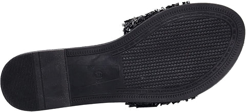 EETTARO Women's Glitter Shiny Slide Sandals Sparkle Fancy Flat Slippers Slip-on Jeweled Shoes