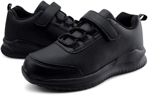brooman Kids White School Sneakers Black Uniform Shoes